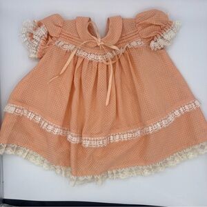 Vintage USA toddler orange ruffle lace girls baby dress size 18 months